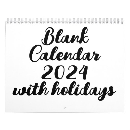 Calendrier Vide 2024 Avec Vacances (Protection)