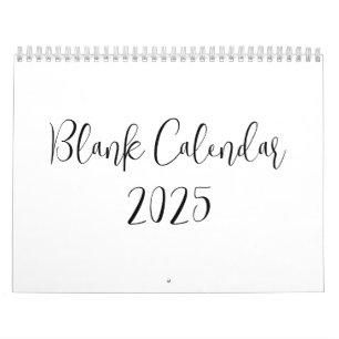 Calendrier vide 2025 avec texte
