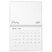 Calendrier vide 2025 avec texte (Feb 2027)
