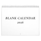 Calendrier Vide 2026 Avec Vacances (Protection)