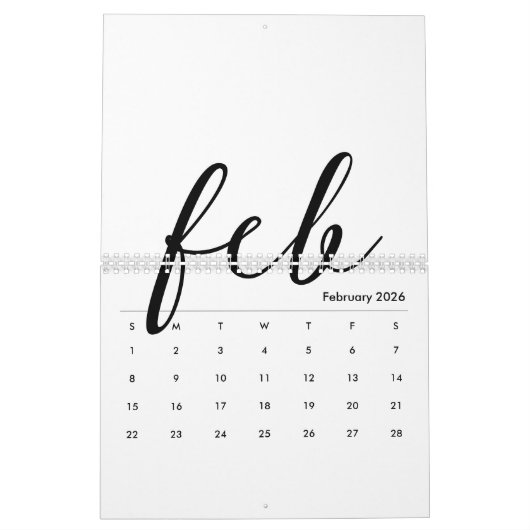 Calendrier vide 2026 Modèle blanc (Feb 2026)