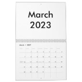 Calendrier vierge 2023 Avec Mois (Mar 2027)