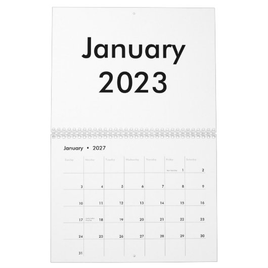 Calendrier vierge 2023 Avec Mois (Jan 2027)