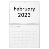 Calendrier vierge 2023 Avec Mois (Feb 2027)