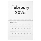 Calendrier vierge 2025 Avec Mois (Feb 2026)