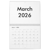 Calendrier vierge 2026 Avec Mois (Mar 2026)