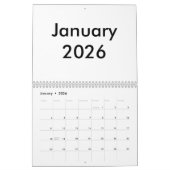 Calendrier vierge 2026 Avec Mois (Jan 2026)