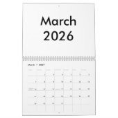 Calendrier vierge 2026 Avec Mois (Mar 2027)