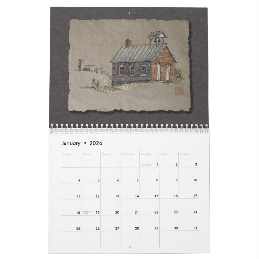 Calendrier Vieux bâtiments rustiques (Jan 2026)