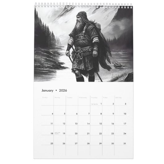 Calendrier Vikings & Mythical Beasts 2026 Calendar (Jan 2026)