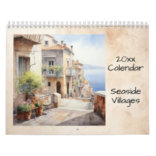 Calendrier Villages côtiers illustration aquarelle