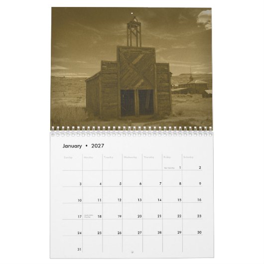Calendrier Ville fantôme 2015 de Bodie (Jan 2027)