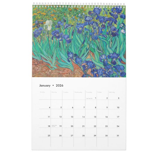 Calendrier Vincent Van Gogh (Jan 2026)