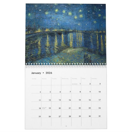 Calendrier Vincent Van Gogh Paintings (Jan 2026)