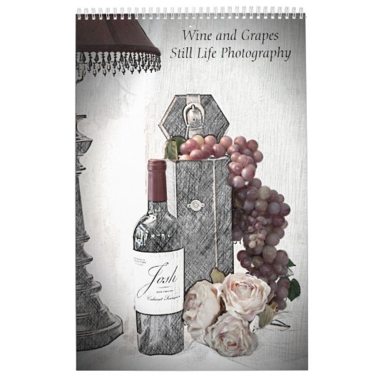 Calendrier Vins et raisins photo de vie morte (Protection)