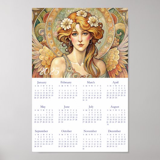 Calendrier vintage Angel Art Déco 2025. (Devant)