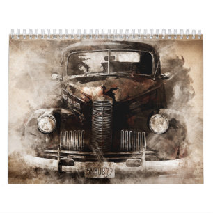Calendrier vintage Auto Rusty Old Cars