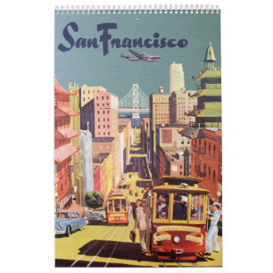 Calendrier vintage des affiches de voyages interna