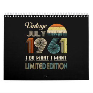 Calendrier Vintage juillet 1961 Ce que je veux édition limité