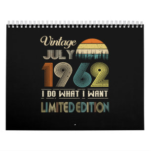 Calendrier Vintage Juillet 1962 Ce que je veux édition limit