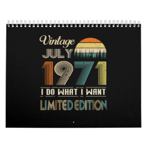 Calendrier Vintage juillet 1971 Ce que je veux édition limit