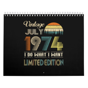 Calendrier Vintage Juillet 1974 Ce que je veux édition limit