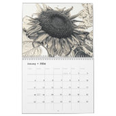 Calendrier Vintage Sepia Tournesol 2025 Rustique Pays (Jan 2026)
