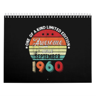 Calendrier Vintage stupéfiant depuis septembre 1960