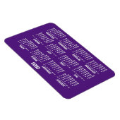 Calendrier violet 2020 Grands Magnets flexibles (Côté Droit)