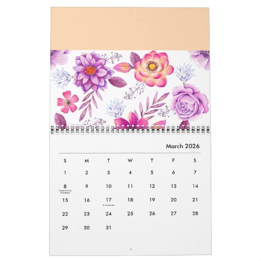 Calendrier Violet rose (Mar 2026)