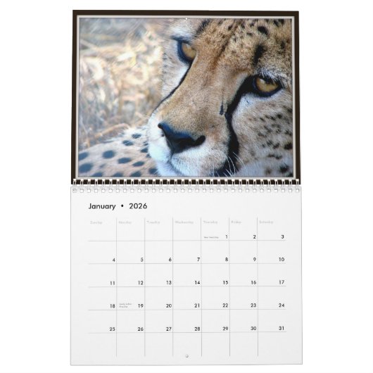 Calendrier Visages d'animal sauvage (Jan 2026)