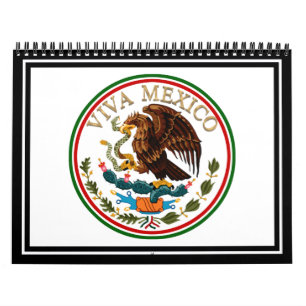 Calendrier Viva Mexique Drapeau mexicain avec texte or