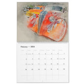 Calendrier Voitures classiques en aquarelle (Feb 2026)