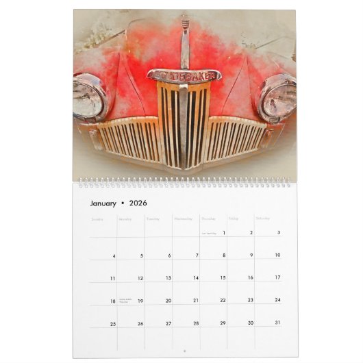 Calendrier Voitures classiques en aquarelle (Jan 2026)