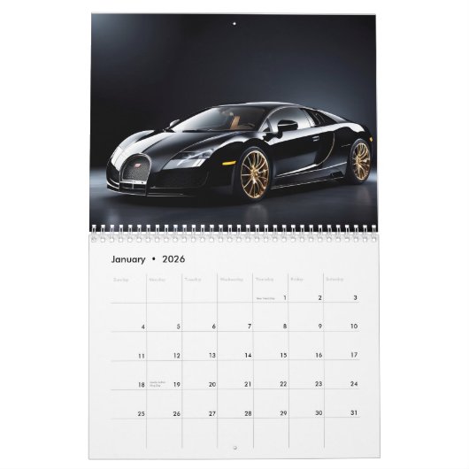 Calendrier Voitures de luxe (Jan 2026)