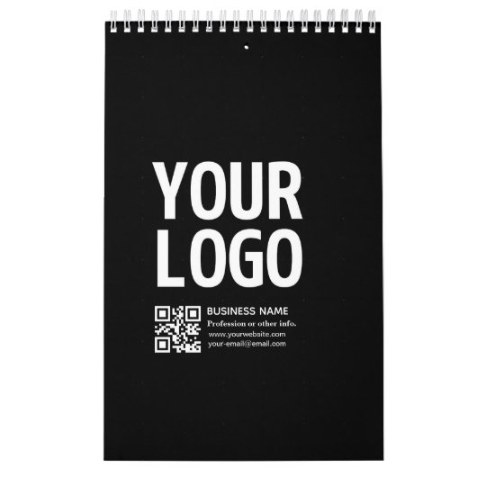 Calendrier Votre logo avec code QR et texte modifiables (Protection)