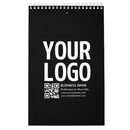 Calendrier Votre logo avec code QR et texte modifiables (Protection)