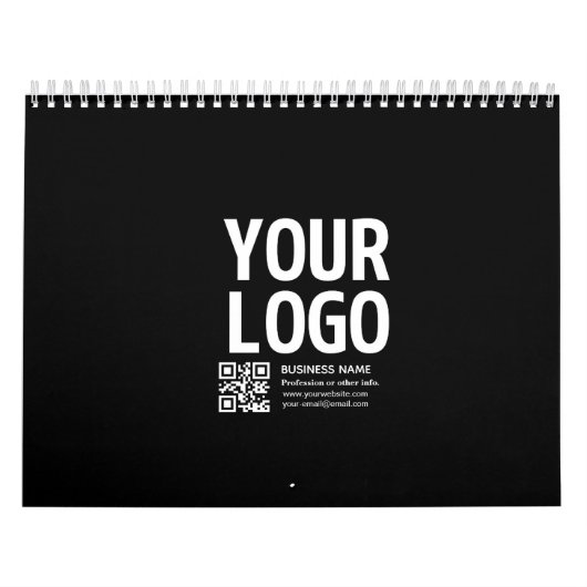 Calendrier Votre logo avec code QR et texte modifiables (Protection)