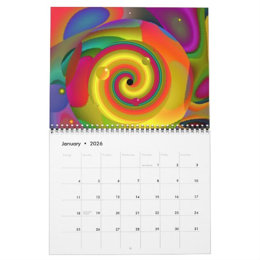 Calendrier Voyage 2024 Trippy Abstrait Art Calendar (Jan 2026)
