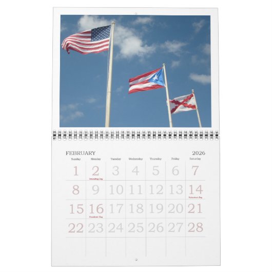Calendrier Vue de Porto Rico (Feb 2026)