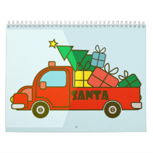 Calendrier Vue latérale du camion père Noël Joyeux Noël