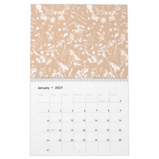 Calendrier Vue rapprochée d'un mur texturé avec patte (Jan 2027)