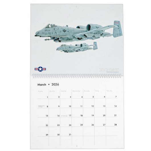 Calendrier WARTHOG - Thunderbolt II A-10C (Mar 2026)