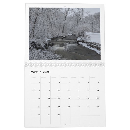 Calendrier Waterfalls 2026 (Mar 2026)