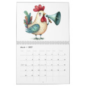 Calendrier Whimsical Folk Art Poulets et coqs (Mar 2027)