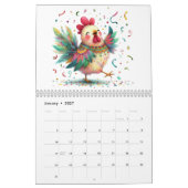 Calendrier Whimsical Folk Art Poulets et coqs (Jan 2027)