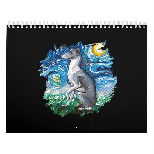 Calendrier Whippet Italian Greyhound Starry Night Dog Art (Protection)
