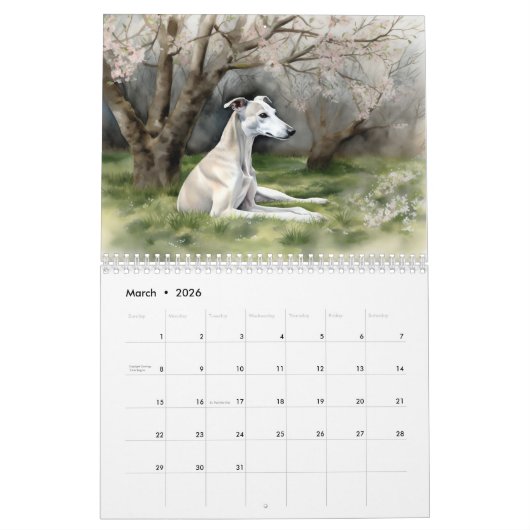 Calendrier Whippets 2026 (Mar 2026)