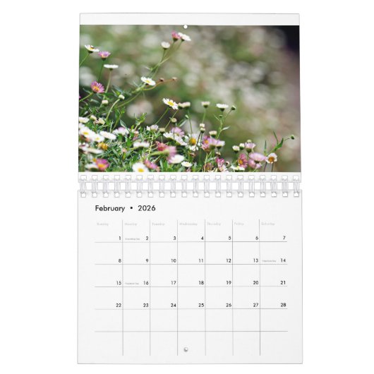 Calendrier White daisy family photo for grandparents Calendar (Feb 2026)
