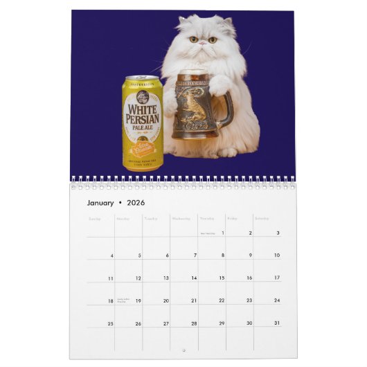 Calendrier White Persian Cat Calendar (Jan 2026)